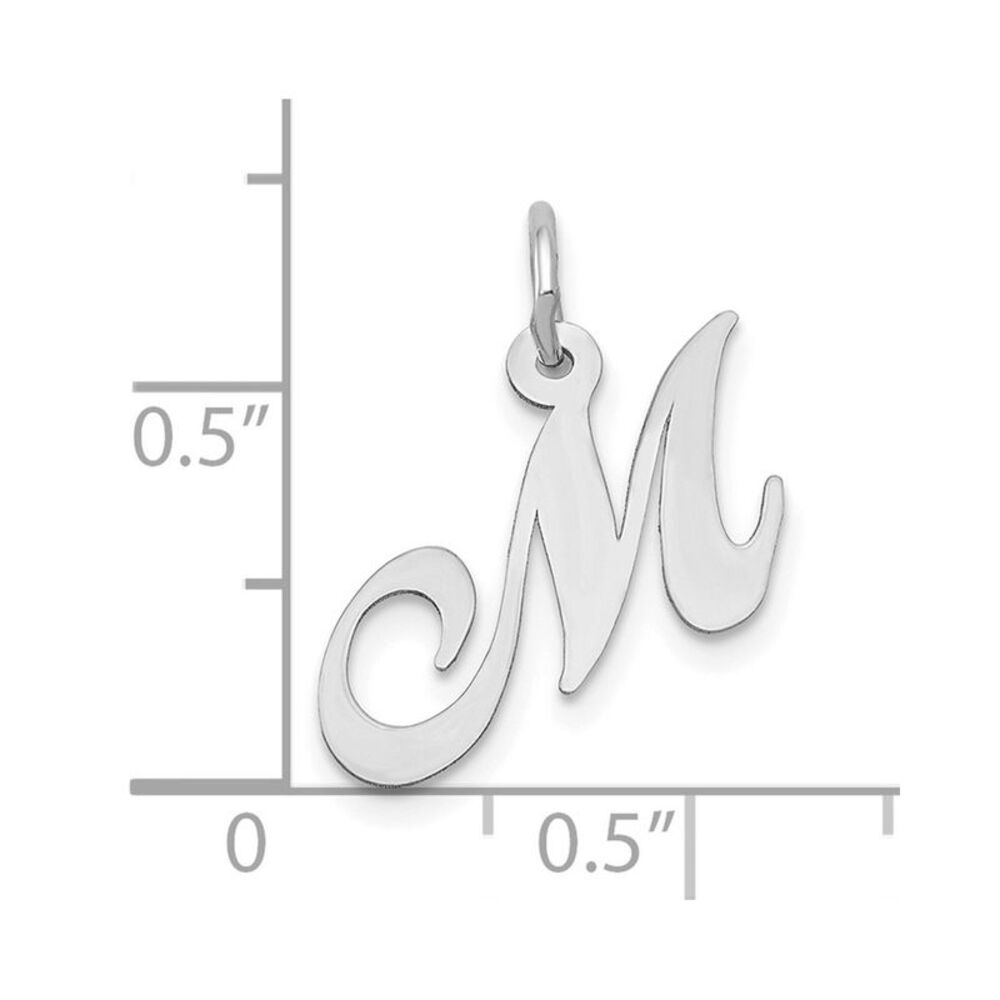 10k White Gold Small Fancy Script Initial M Charm - image 2